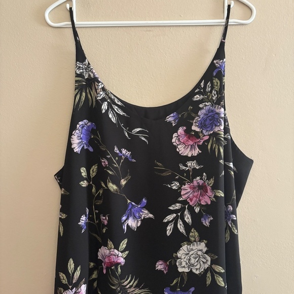 Reitmans Black Floral Print Spaghetti Strap Double Lined Blouse - Size 2X - Picture 8 of 14